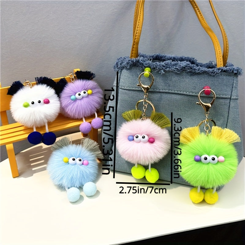Cute Fluffy Balls Keychain Kawaii Anime Key Chain Ring Hairball Faux Fur Bag Backpack Pendant For Daily Use Women