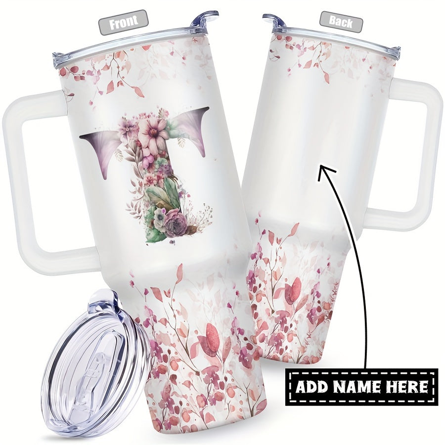 1pc Custom Your Name 40 Oz Stainless Steel Tumbler - Personalized Letter Funny Print Double Wall Vacuum Insulated - For Women, Mom, Sisters, Teacher, Coworker - Perfect Gift for Birthday, Christmas