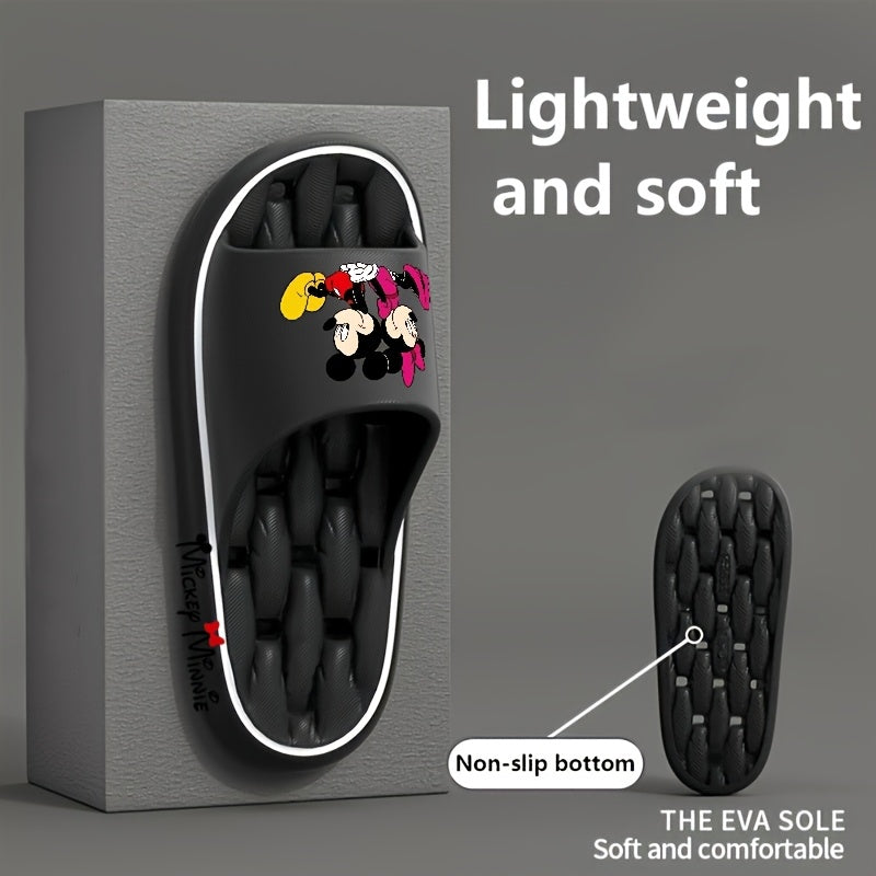 Mickey & Minnie Women'S Soft EVA Slippers - Comfortable, Non-Slip, Open-Toe Design for Home & Bathroom, All-Season Slip-On Shoes with Cartoon Patterns, Home Slippers | Playful Design | Soft EVA Material, House Slipper