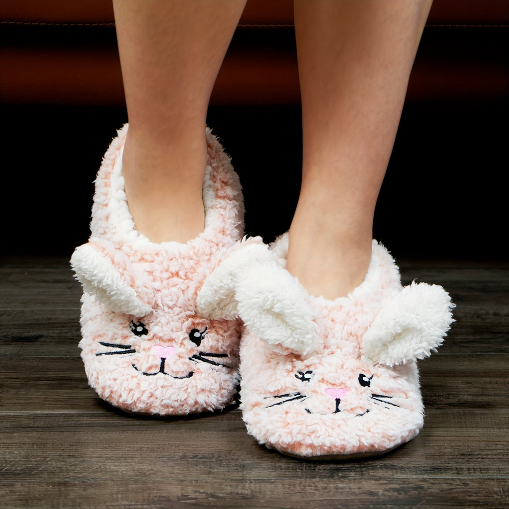 Kawaii Bunny Slippers, Casual Slip On Plush Lined Shoes, Comfortable Indoor Home Slippers