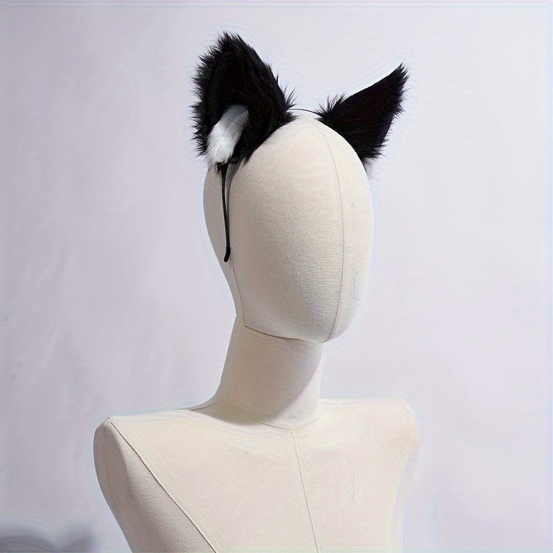 Single Faux Wool Cute Car Ears Headband - Soft, Fluffy, Color Matching, Sweet Style Dress Up Hair Accessories for Women and Female Cosplay, Anime Photo Props