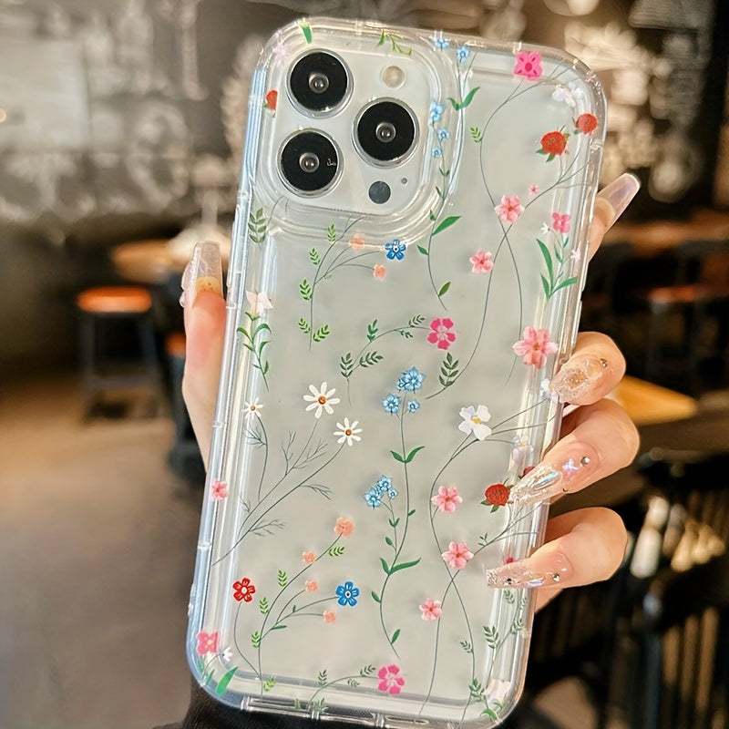 Multi-color flower branch suitable for Apple 13 mobile phone case iphone14pro frosted 13max anti-fall 14plus new Men's 7/8plus Women's silicone 11 soft case 12promax full package 13 thickened 14promax protective case x/xs len