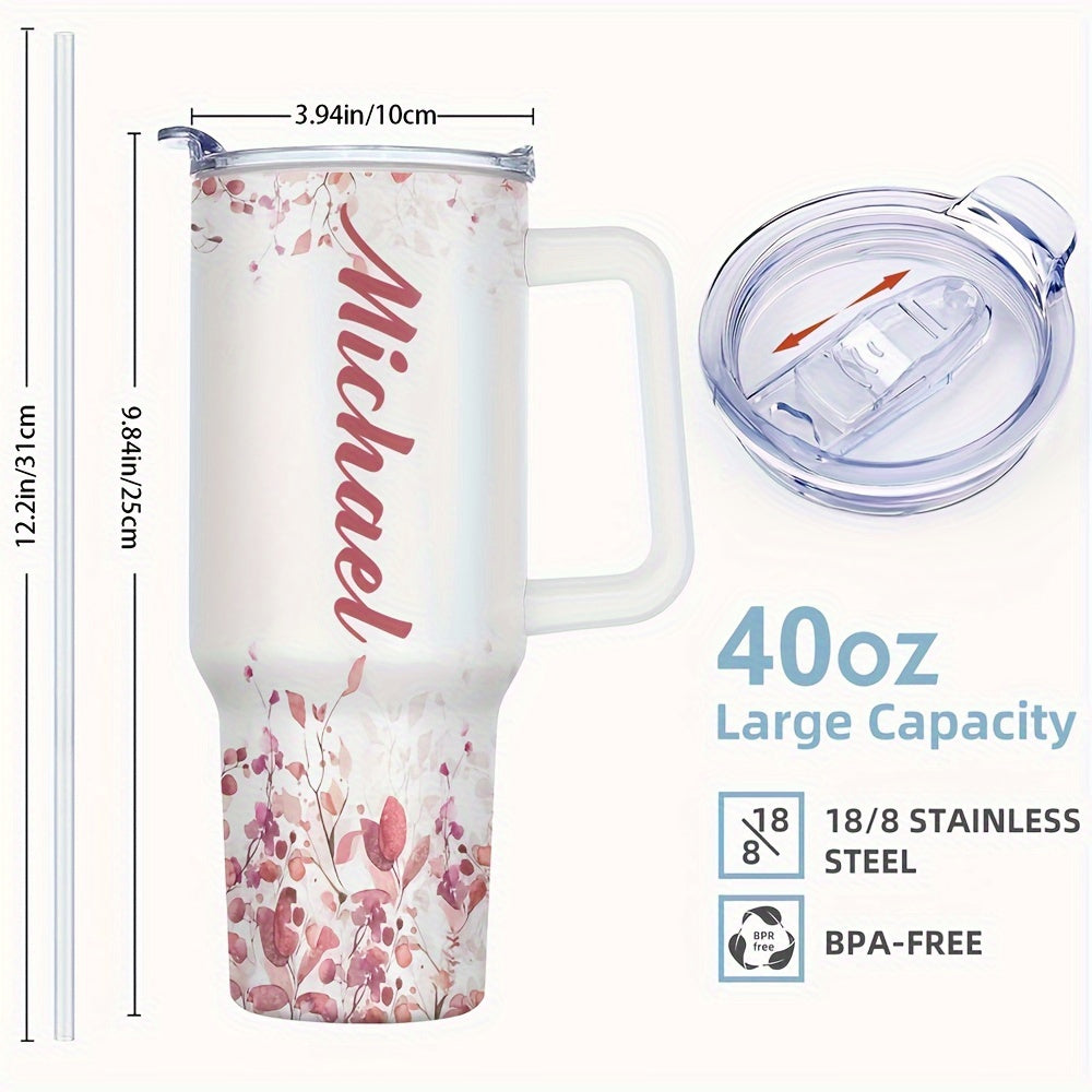 1pc Custom Your Name 40 Oz Stainless Steel Tumbler - Personalized Letter Funny Print Double Wall Vacuum Insulated - For Women, Mom, Sisters, Teacher, Coworker - Perfect Gift for Birthday, Christmas