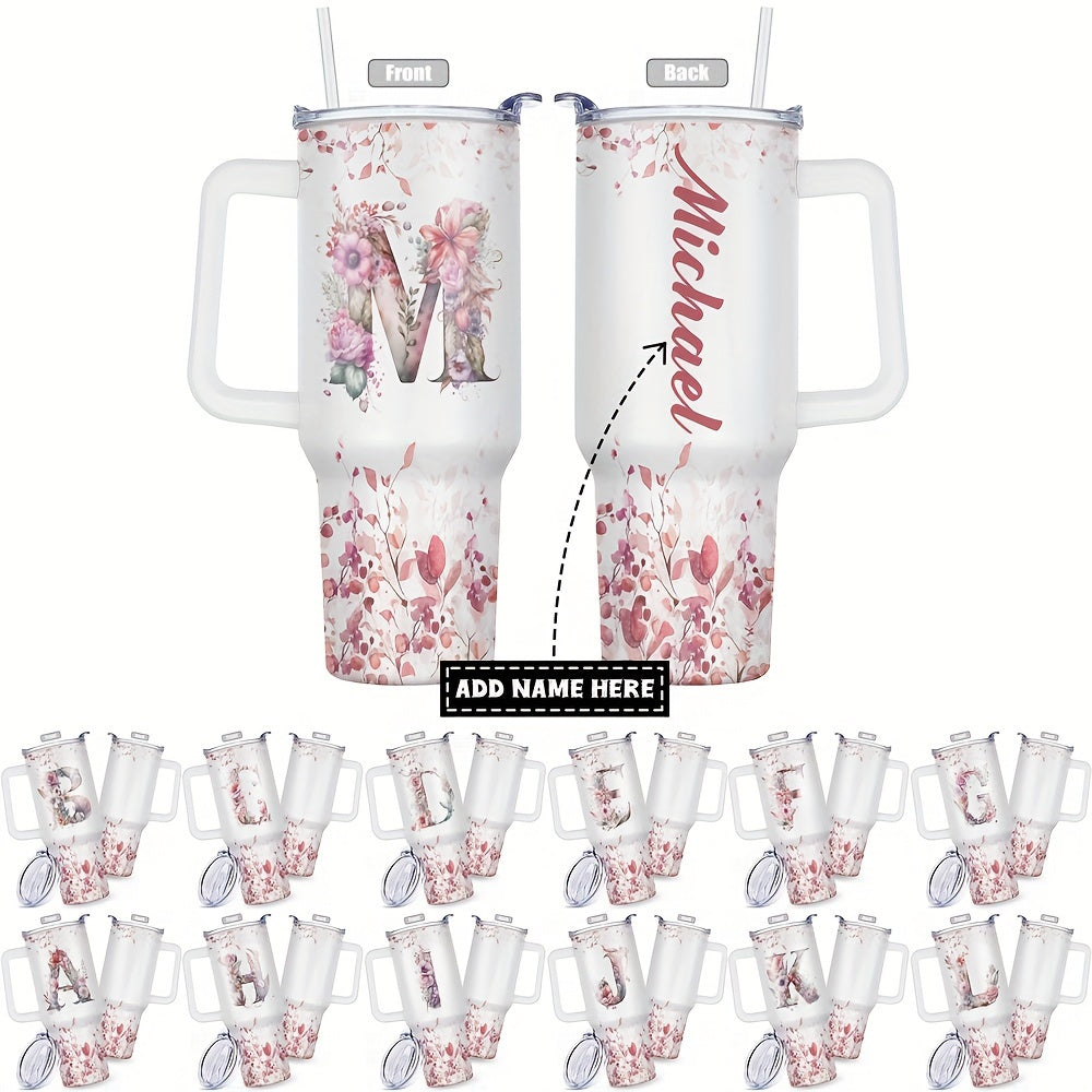 1pc Custom Your Name 40 Oz Stainless Steel Tumbler - Personalized Letter Funny Print Double Wall Vacuum Insulated - For Women, Mom, Sisters, Teacher, Coworker - Perfect Gift for Birthday, Christmas