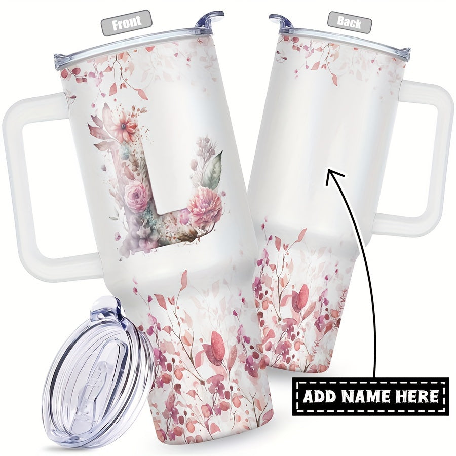 1pc Custom Your Name 40 Oz Stainless Steel Tumbler - Personalized Letter Funny Print Double Wall Vacuum Insulated - For Women, Mom, Sisters, Teacher, Coworker - Perfect Gift for Birthday, Christmas