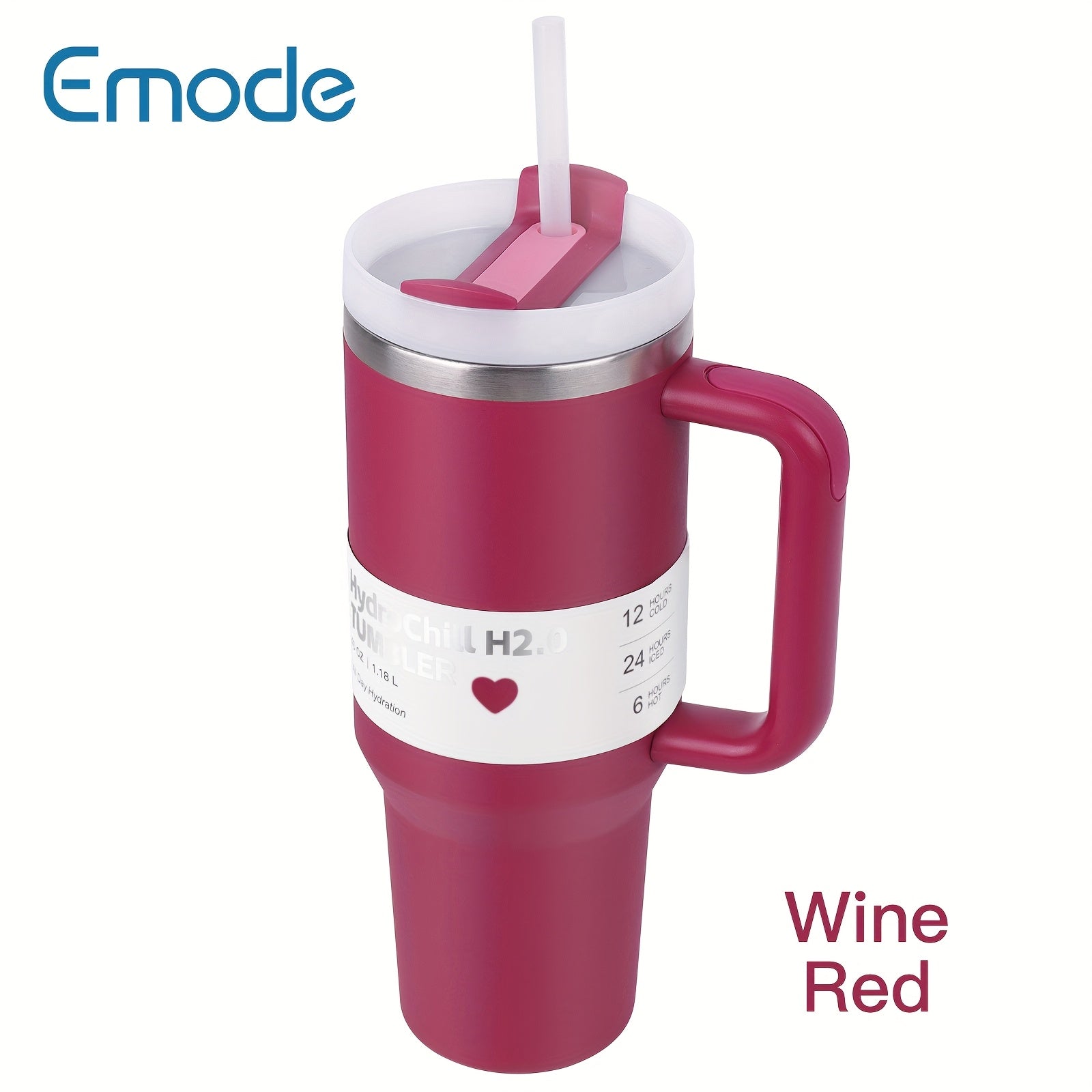 1-Pack emode Valentine's Limited Edition Tumbler - 40oz Double-Wall Insulated Cup with Spill-Proof Lid & Straw Slot, Vacuum Insulated Travel Mug for Hot/Cold Drinks, Elegant Red (304 Stainless Steel) - Valentine's/Mother's Da