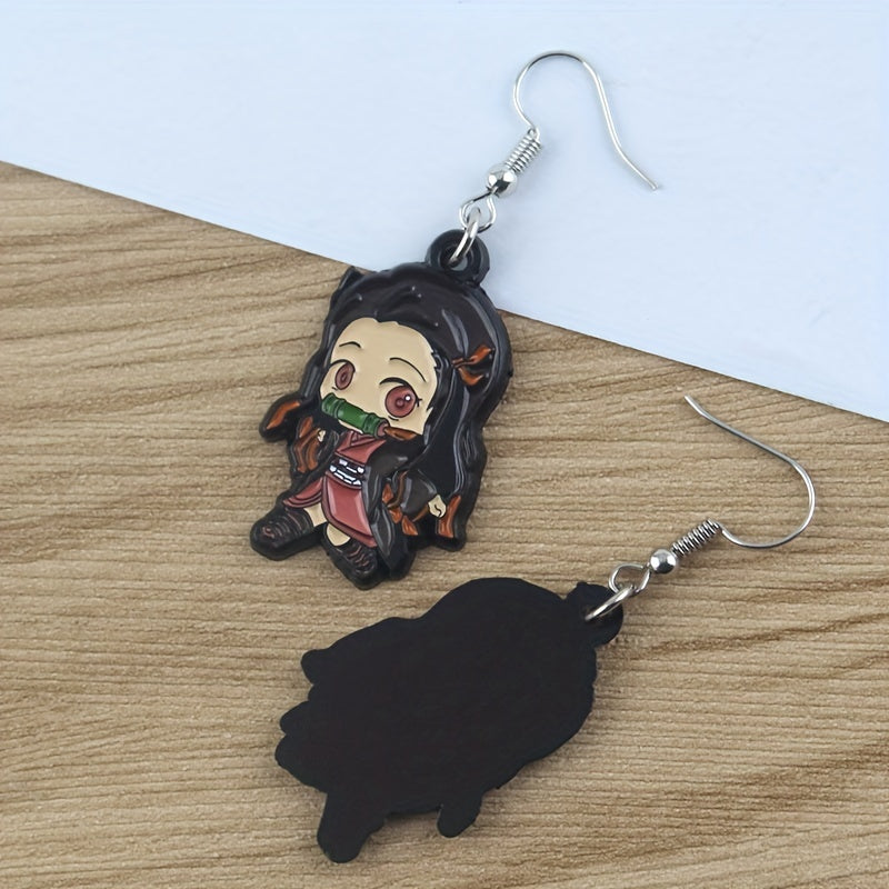Pairs of Small, Three-Dimensional Anime Girl Character Alloy Earrings - Intricately Designed, Vibrant Accessories for Anime Fans - Hot Items, Collectible, and Unique Gift Ideas