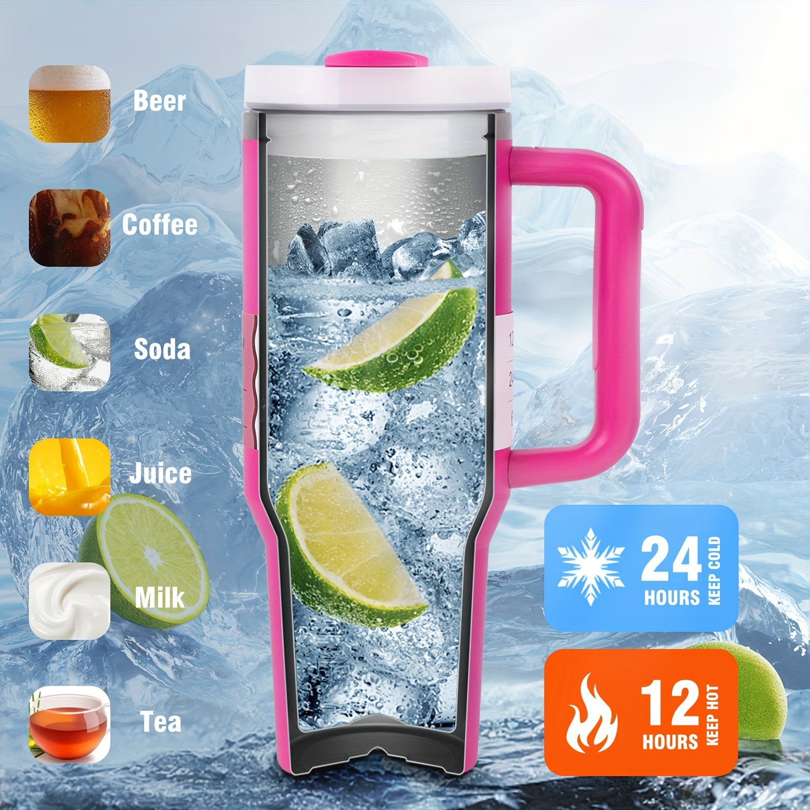 1-Pack emode Valentine's Limited Edition Tumbler - 40oz Double-Wall Insulated Cup with Spill-Proof Lid & Straw Slot, Vacuum Insulated Travel Mug for Hot/Cold Drinks, Elegant Red (304 Stainless Steel) - Valentine's/Mother's Da