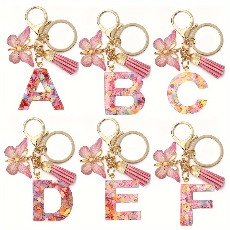Alphabet Initial Letter Keychain Cute Butterfly Key Chain Ring