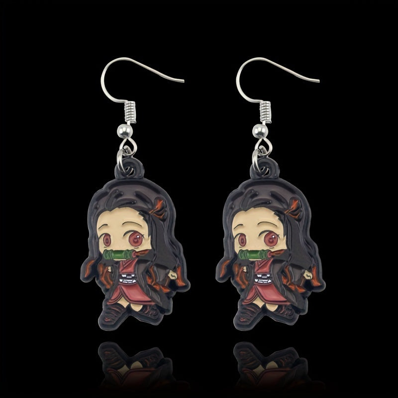 Pairs of Small, Three-Dimensional Anime Girl Character Alloy Earrings - Intricately Designed, Vibrant Accessories for Anime Fans - Hot Items, Collectible, and Unique Gift Ideas