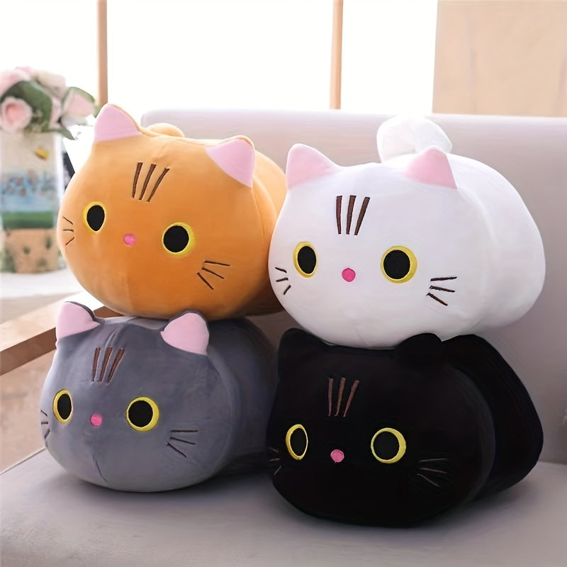 9.84inch Mushroom Bear Cartoon Cat Plush Toy, Soft Stuffed Kitten in White, Black, Orange, Gray - Cute Gift for Boys and Girls