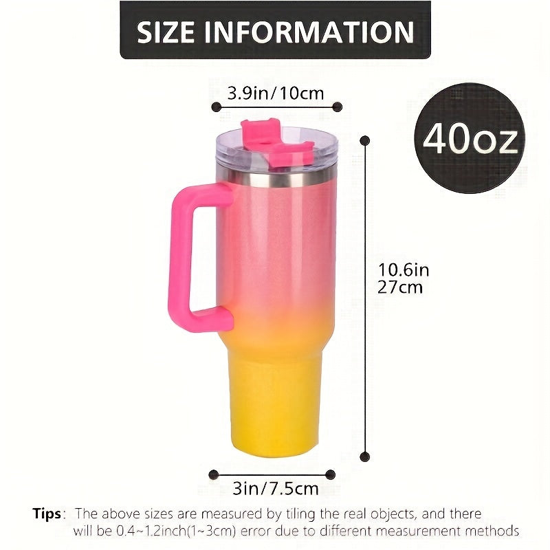 1pc Sylove Gradient Master - 40oz Double-Walled Insulated Tumbler with Handle and Straw for Hot and Cold Drinks, Perfect for Travel, Outdoor Activities, and Daily Use, Keeps Drinks at Ideal Temperature for Hours