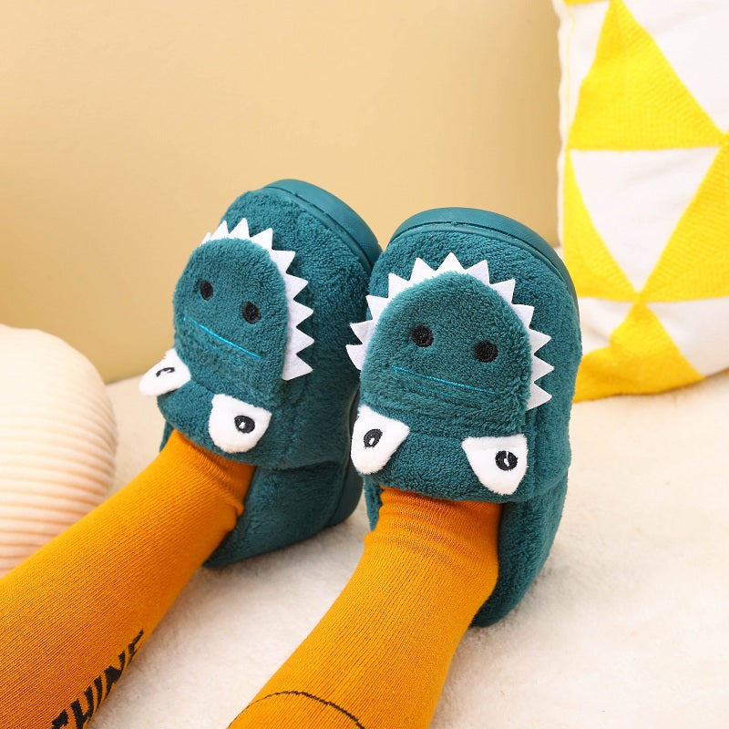 [Cute Green Fuzzy Slippers] Fuzzy Slippers | Cute Green Dinosaur Pattern For Toddler Girls Boys, In House Indoor
