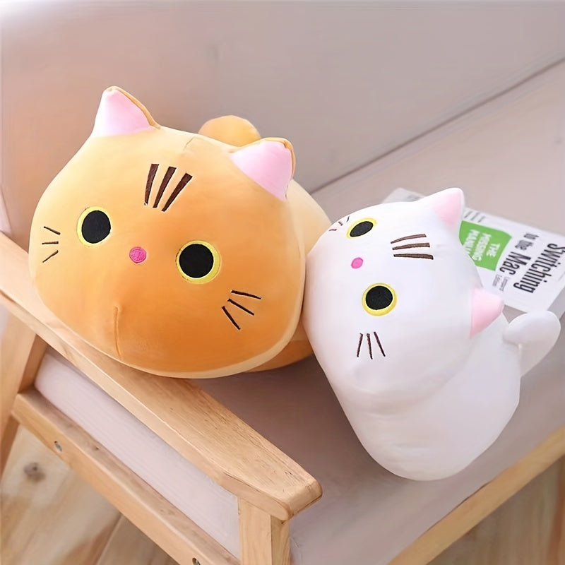 9.84inch Mushroom Bear Cartoon Cat Plush Toy, Soft Stuffed Kitten in White, Black, Orange, Gray - Cute Gift for Boys and Girls