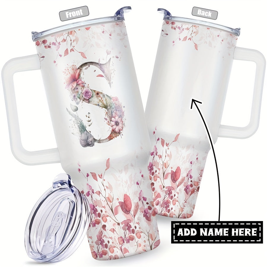 1pc Custom Your Name 40 Oz Stainless Steel Tumbler - Personalized Letter Funny Print Double Wall Vacuum Insulated - For Women, Mom, Sisters, Teacher, Coworker - Perfect Gift for Birthday, Christmas