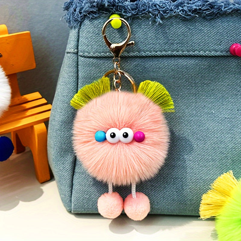 Cute Fluffy Balls Keychain Kawaii Anime Key Chain Ring Hairball Faux Fur Bag Backpack Pendant For Daily Use Women