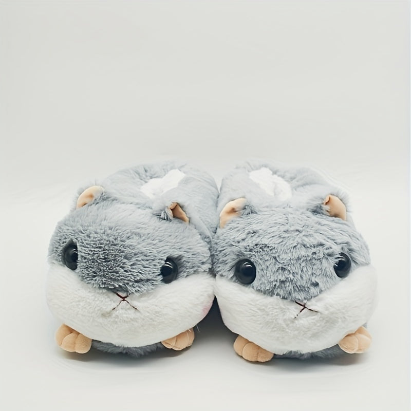 Kawaii Hamster Plush Women's Slippers - Cozy, Non-Slip, Warm Indoor Comfort with Easy Slip-On
