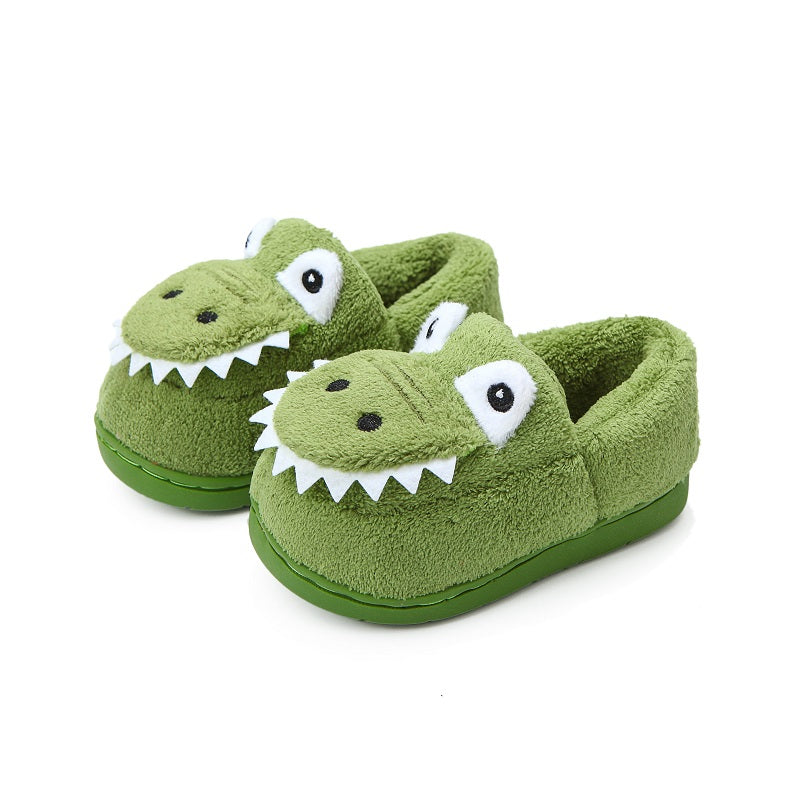 [Cute Green Fuzzy Slippers] Fuzzy Slippers | Cute Green Dinosaur Pattern For Toddler Girls Boys, In House Indoor
