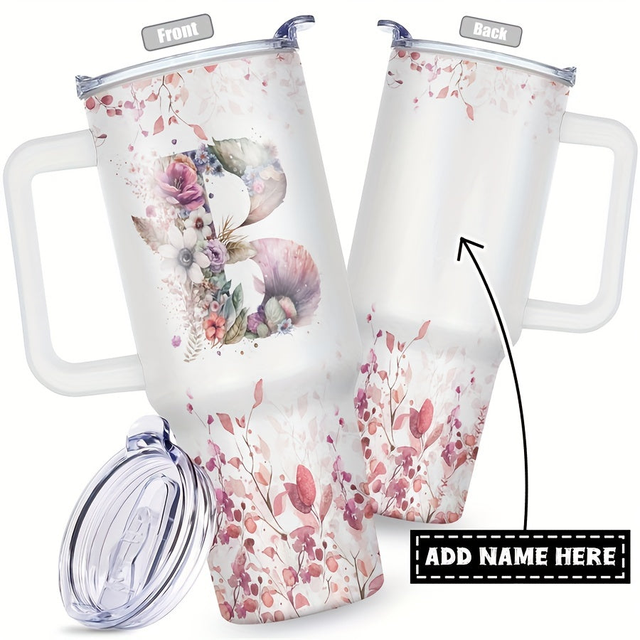 1pc Custom Your Name 40 Oz Stainless Steel Tumbler - Personalized Letter Funny Print Double Wall Vacuum Insulated - For Women, Mom, Sisters, Teacher, Coworker - Perfect Gift for Birthday, Christmas