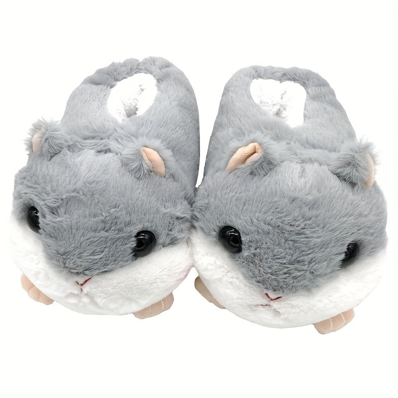 Kawaii Hamster Plush Women's Slippers - Cozy, Non-Slip, Warm Indoor Comfort with Easy Slip-On