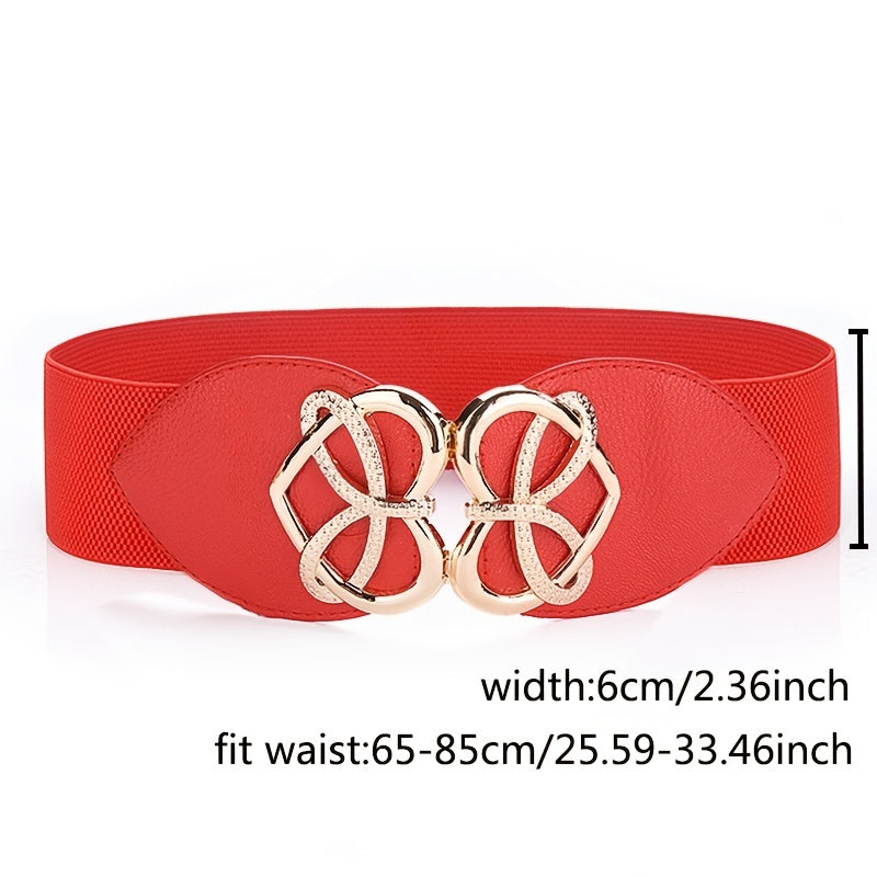 Women Stretchable Elastic Waist Belt With Heart Buckle Belt For Fashion Accessories, Casual, Western Outfits