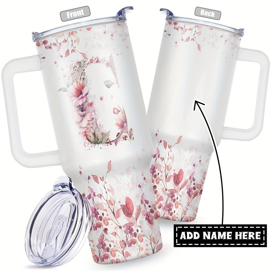 1pc Custom Your Name 40 Oz Stainless Steel Tumbler - Personalized Letter Funny Print Double Wall Vacuum Insulated - For Women, Mom, Sisters, Teacher, Coworker - Perfect Gift for Birthday, Christmas