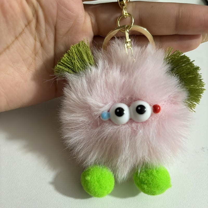 Cute Fluffy Balls Keychain Kawaii Anime Key Chain Ring Hairball Faux Fur Bag Backpack Pendant For Daily Use Women