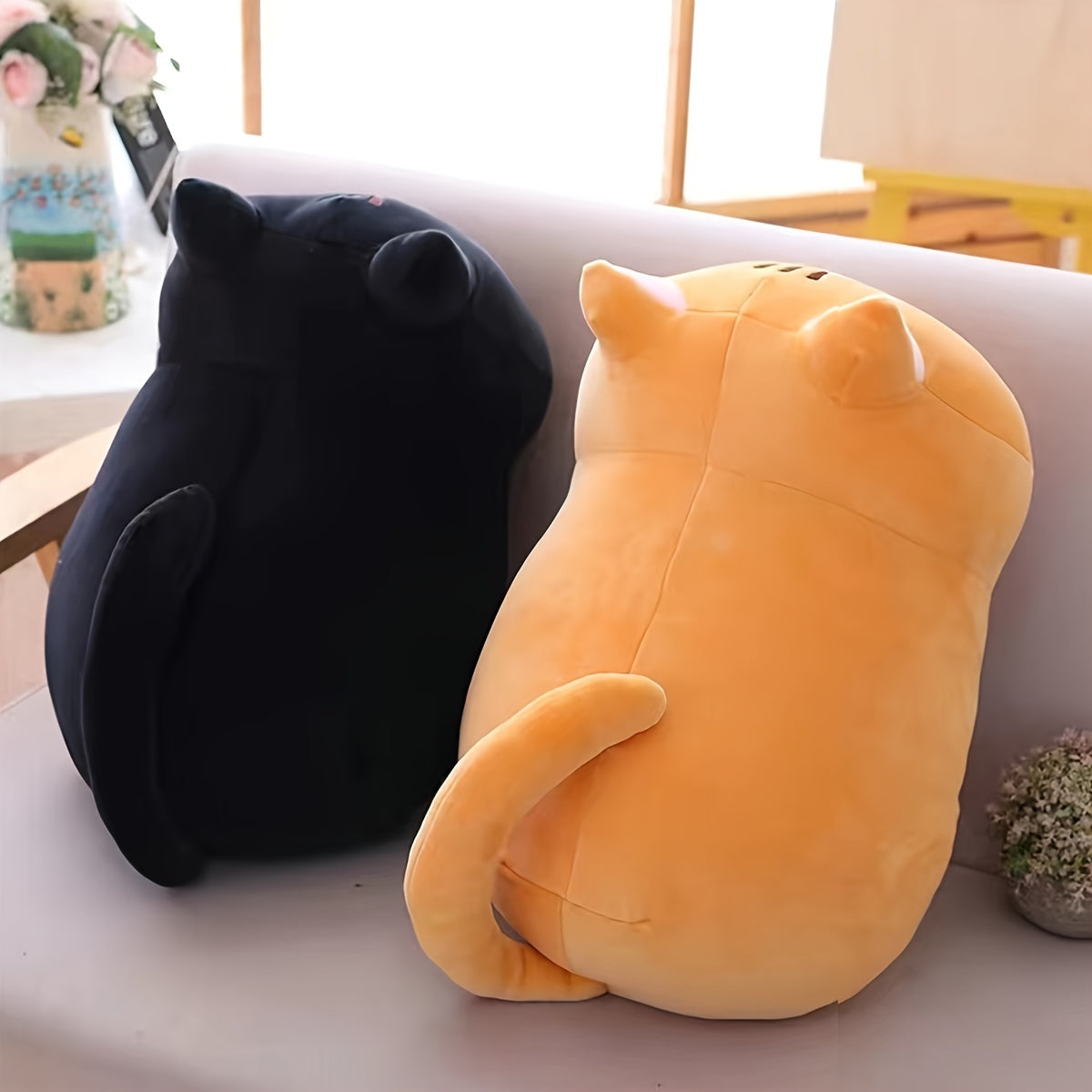 9.84inch Mushroom Bear Cartoon Cat Plush Toy, Soft Stuffed Kitten in White, Black, Orange, Gray - Cute Gift for Boys and Girls