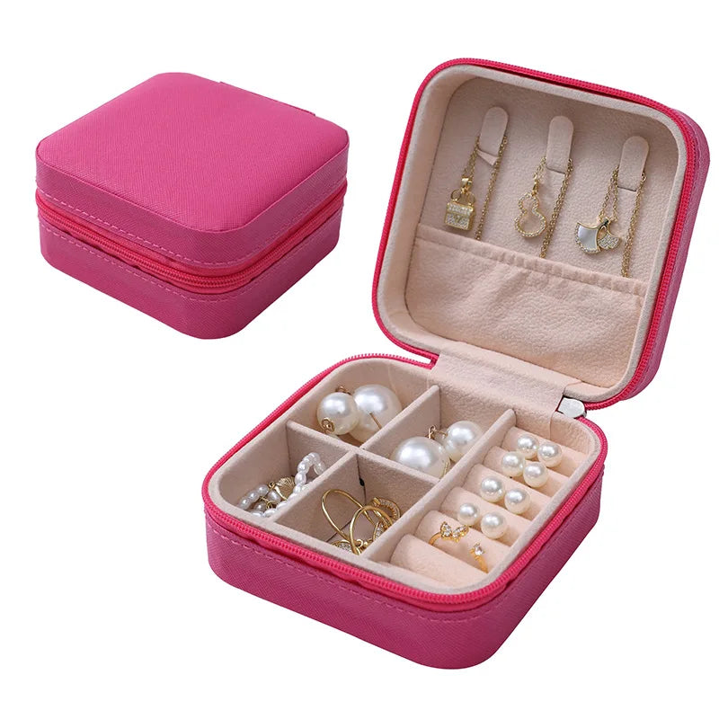 Simple Jewelry Box Wholesale Travel Portable Ring Necklace Earrings Studs Earrings Storage Box Jewelry Organizer