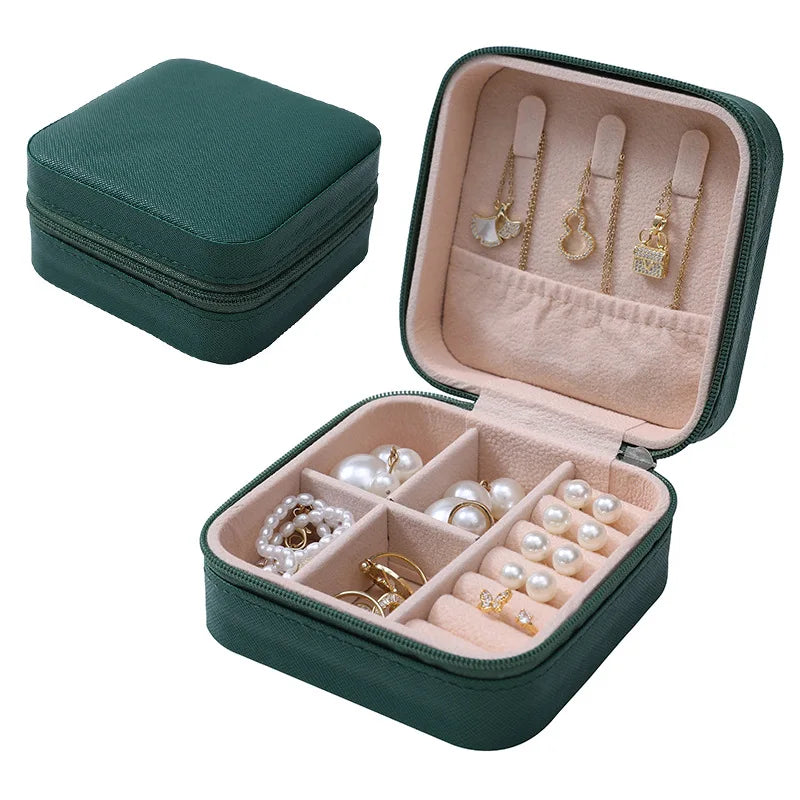 Simple Jewelry Box Wholesale Travel Portable Ring Necklace Earrings Studs Earrings Storage Box Jewelry Organizer