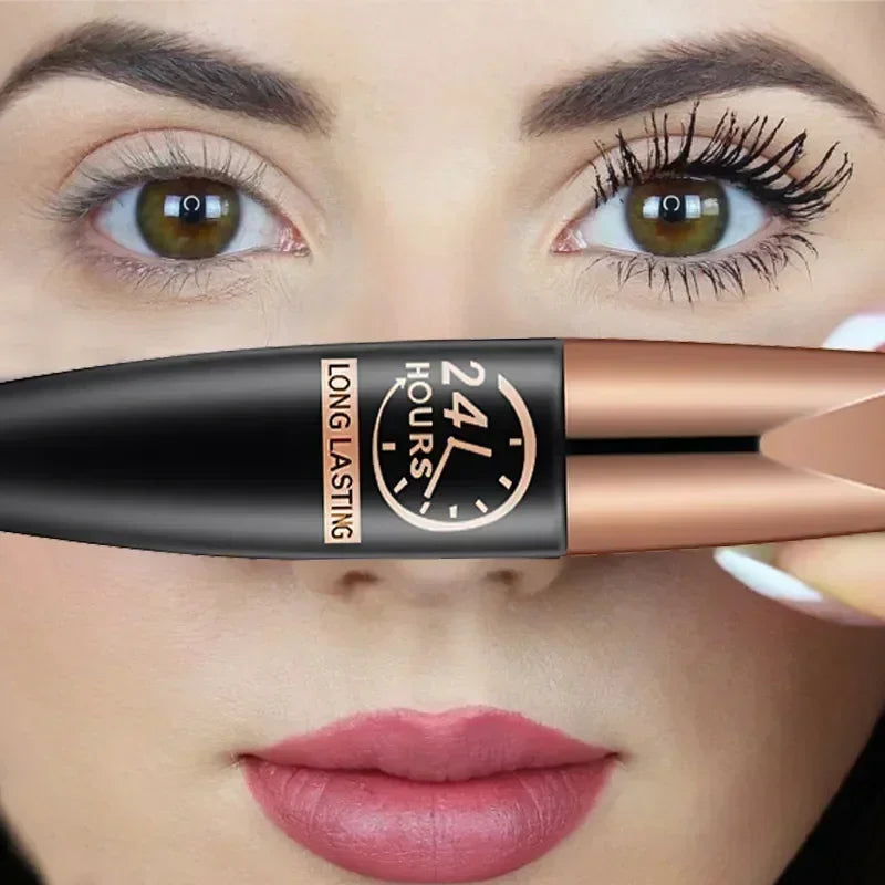5D Waterproof Mascara Black Silk Fiber Eyelash Extension - Lengthens & Volumizes Female Makeup Cosmetic for Long Lasting Wear