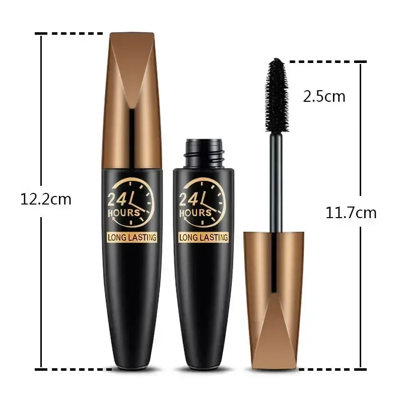 5D Waterproof Mascara Black Silk Fiber Eyelash Extension - Lengthens & Volumizes Female Makeup Cosmetic for Long Lasting Wear