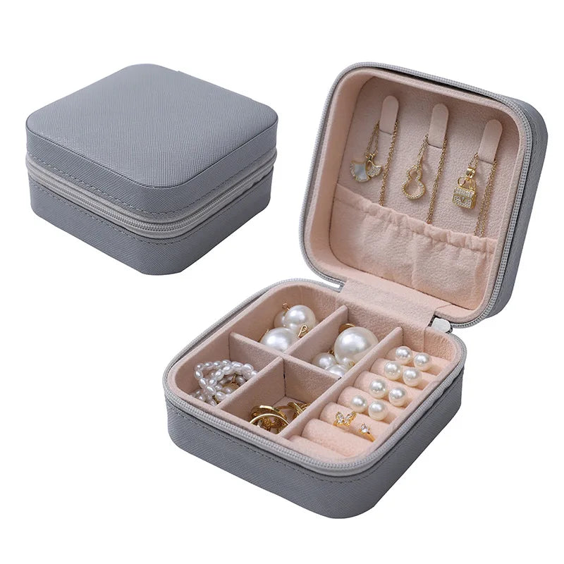 Simple Jewelry Box Wholesale Travel Portable Ring Necklace Earrings Studs Earrings Storage Box Jewelry Organizer