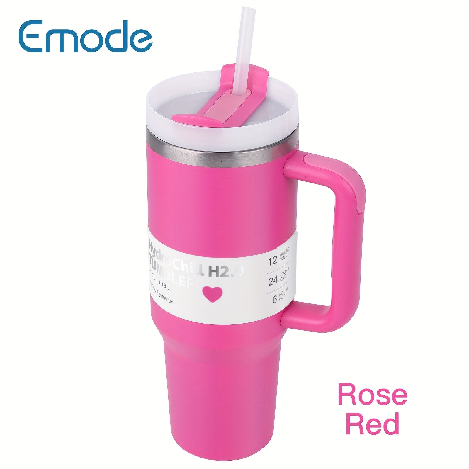 1-Pack emode Valentine's Limited Edition Tumbler - 40oz Double-Wall Insulated Cup with Spill-Proof Lid & Straw Slot, Vacuum Insulated Travel Mug for Hot/Cold Drinks, Elegant Red (304 Stainless Steel) - Valentine's/Mother's Da