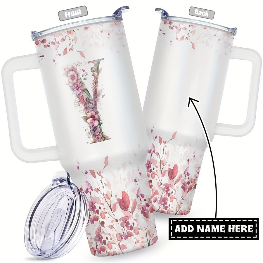 1pc Custom Your Name 40 Oz Stainless Steel Tumbler - Personalized Letter Funny Print Double Wall Vacuum Insulated - For Women, Mom, Sisters, Teacher, Coworker - Perfect Gift for Birthday, Christmas