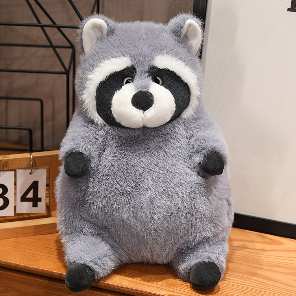 Adorable Gray Raccoon Plush Toy - Lifelike Stuffed Animal with Black Accents, Ideal Gift for Youngsters, Perfect for Home Decor & Halloween, Stuffed Plushies