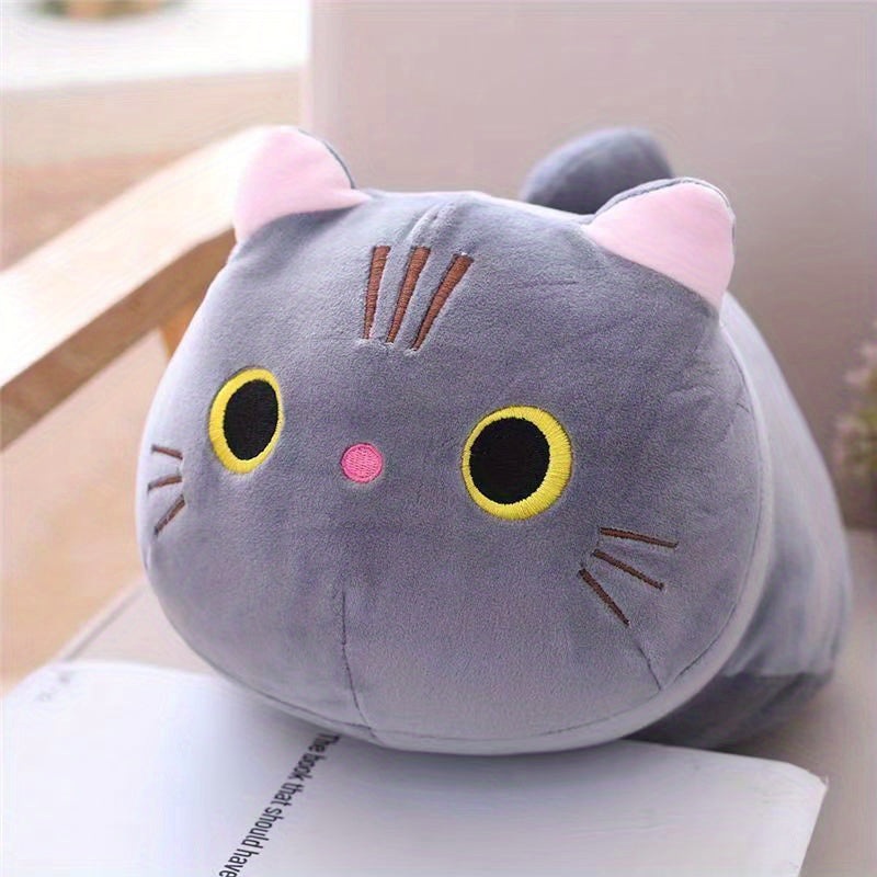 9.84inch Mushroom Bear Cartoon Cat Plush Toy, Soft Stuffed Kitten in White, Black, Orange, Gray - Cute Gift for Boys and Girls