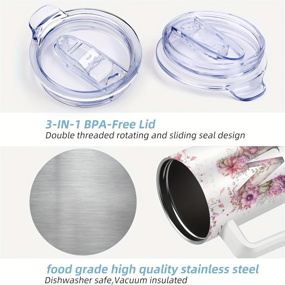 1pc Custom Your Name 40 Oz Stainless Steel Tumbler - Personalized Letter Funny Print Double Wall Vacuum Insulated - For Women, Mom, Sisters, Teacher, Coworker - Perfect Gift for Birthday, Christmas