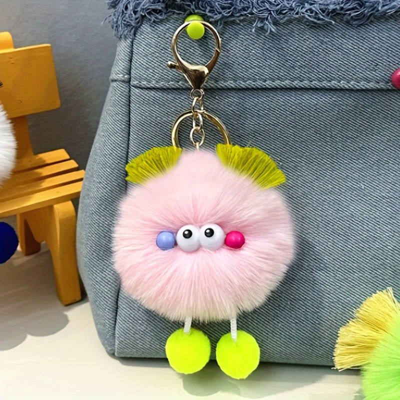 Cute Fluffy Balls Keychain Kawaii Anime Key Chain Ring Hairball Faux Fur Bag Backpack Pendant For Daily Use Women