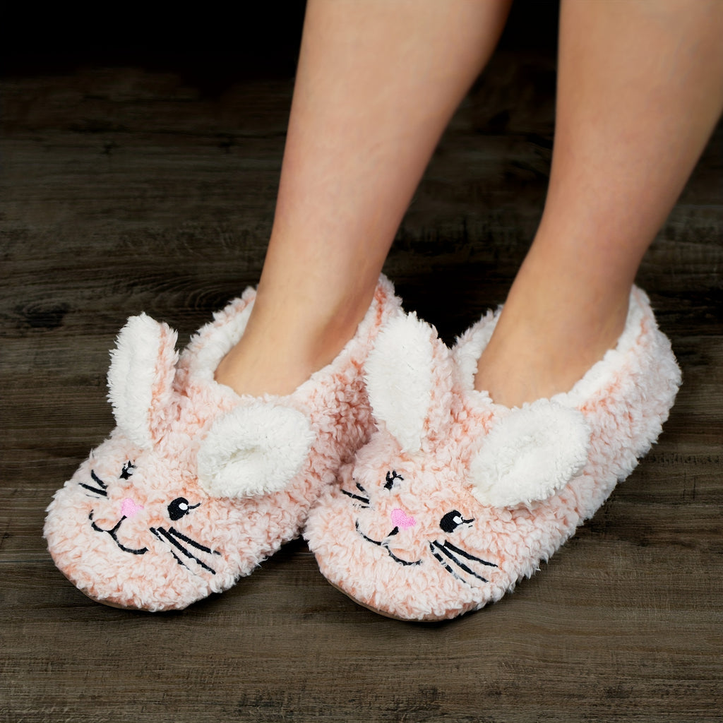 Kawaii Bunny Slippers, Casual Slip On Plush Lined Shoes, Comfortable Indoor Home Slippers