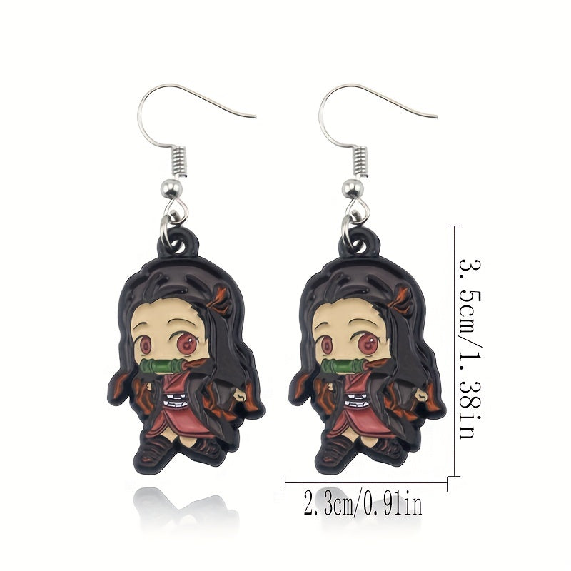 Pairs of Small, Three-Dimensional Anime Girl Character Alloy Earrings - Intricately Designed, Vibrant Accessories for Anime Fans - Hot Items, Collectible, and Unique Gift Ideas