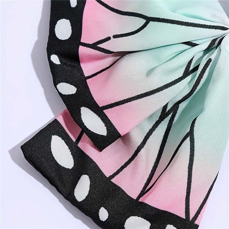 Chic Anime Bowknot Hair Clip - Cute, Durable Fabric Barrette with Whimsical Cartoon Print for Teens & Women