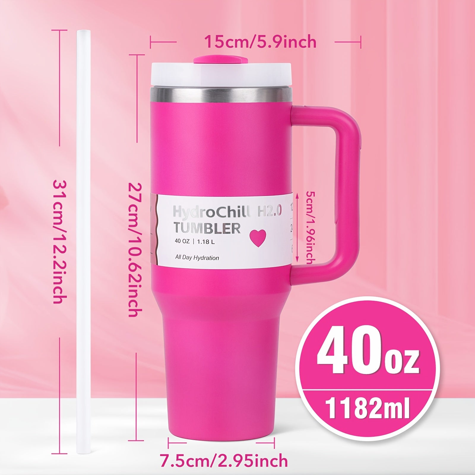 1-Pack emode Valentine's Limited Edition Tumbler - 40oz Double-Wall Insulated Cup with Spill-Proof Lid & Straw Slot, Vacuum Insulated Travel Mug for Hot/Cold Drinks, Elegant Red (304 Stainless Steel) - Valentine's/Mother's Da
