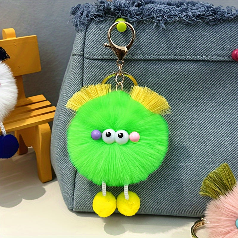Cute Fluffy Balls Keychain Kawaii Anime Key Chain Ring Hairball Faux Fur Bag Backpack Pendant For Daily Use Women