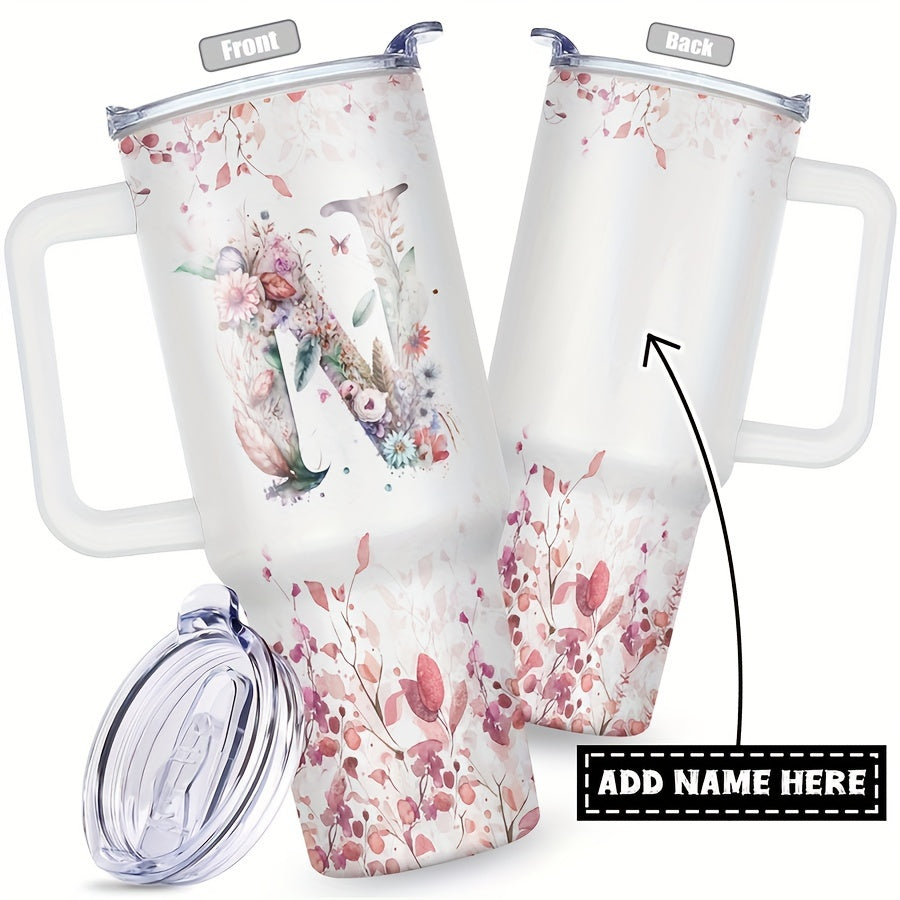 1pc Custom Your Name 40 Oz Stainless Steel Tumbler - Personalized Letter Funny Print Double Wall Vacuum Insulated - For Women, Mom, Sisters, Teacher, Coworker - Perfect Gift for Birthday, Christmas