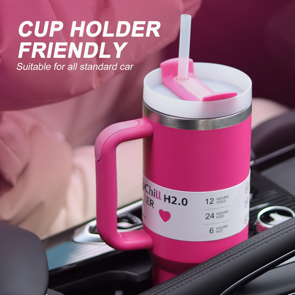 1-Pack emode Valentine's Limited Edition Tumbler - 40oz Double-Wall Insulated Cup with Spill-Proof Lid & Straw Slot, Vacuum Insulated Travel Mug for Hot/Cold Drinks, Elegant Red (304 Stainless Steel) - Valentine's/Mother's Da