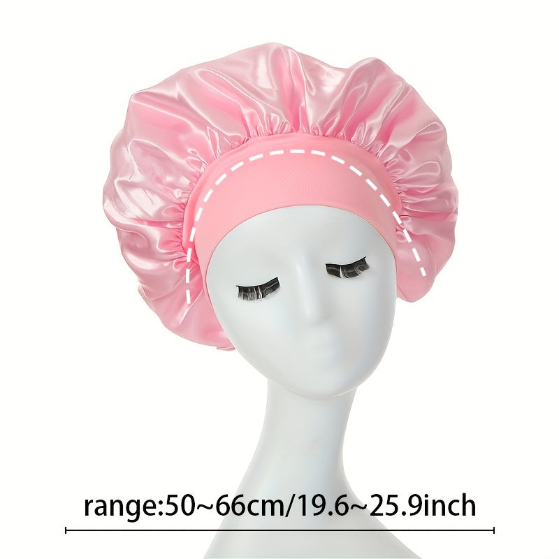 [Pink Satin Bonnet] Soft Pink Awegeo Women's Satin Bonnet | Ruffled Design, Oil-Free Polyester, Hair Protection Cap