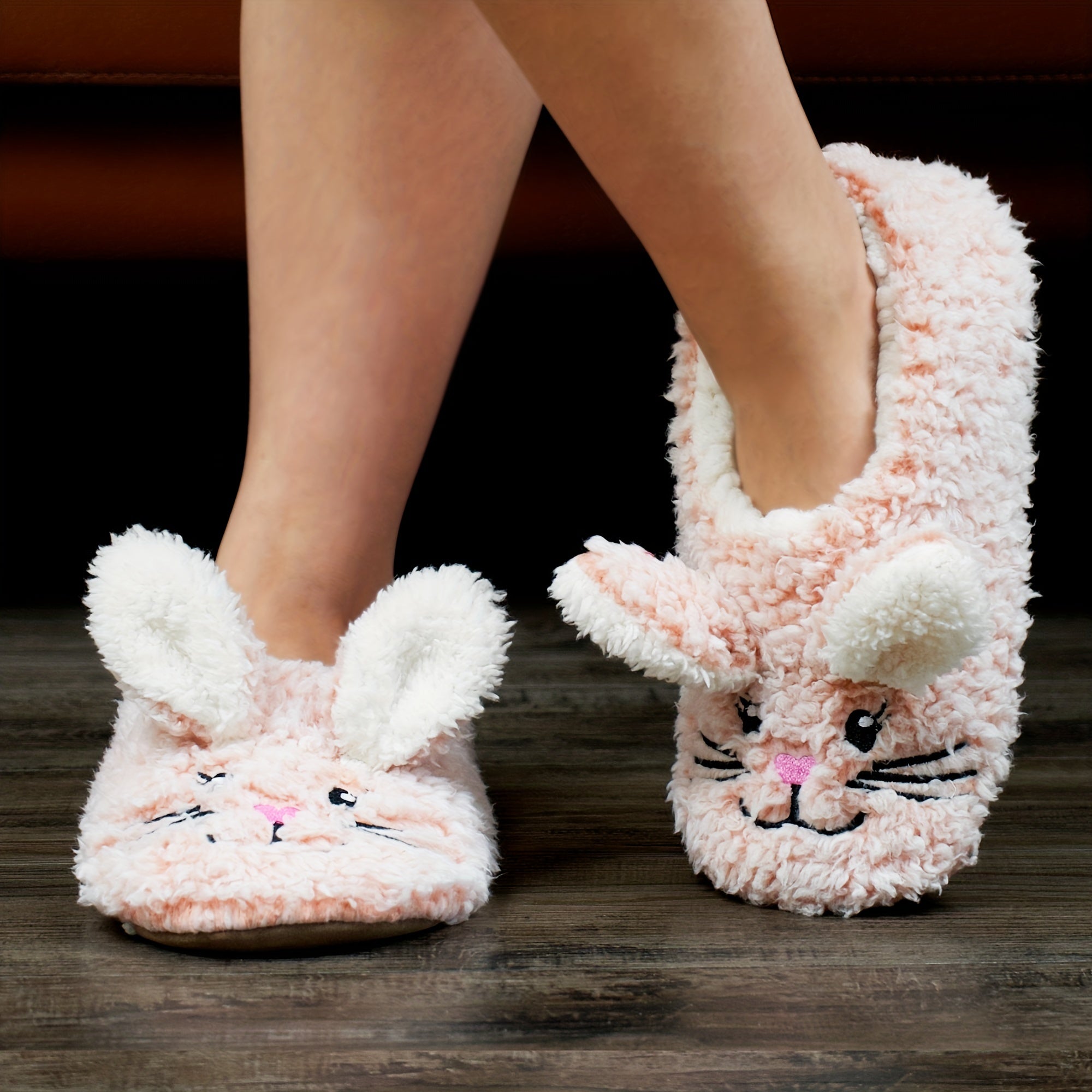 Kawaii Bunny Slippers, Casual Slip On Plush Lined Shoes, Comfortable Indoor Home Slippers